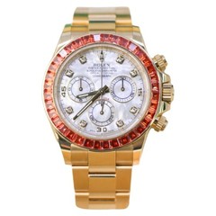 Rolex 116578SACO Daytona MOP Diamond Dial Orange Sapphire Bezel Complete
