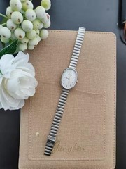 Silver Women’s Dainty Watch Vintage Style Stainless Steel Oval Case White Dial