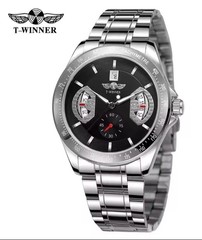 T-WINNER Automatic Stainless Steel Watch – Sport, Luminous, Calendar, 40-44mm